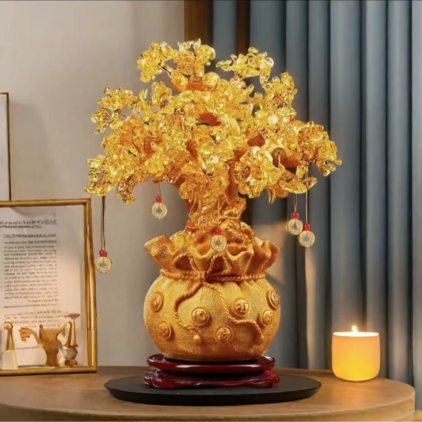 摇钱发财树招财前台乔迁客厅电视柜新年装饰花器新居酒柜