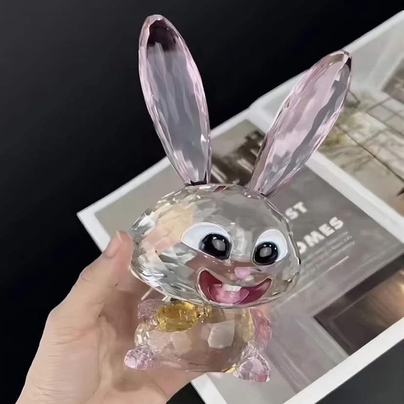 高端水晶兔子摆件纯手工轻奢家居现代装饰品礼盒送礼创意花器