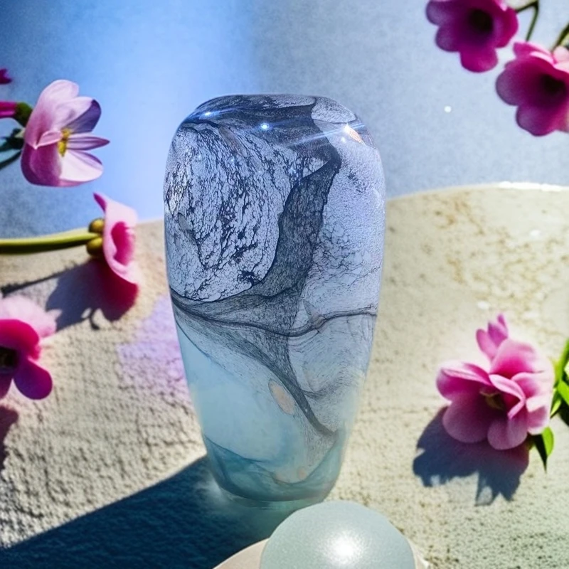 艺术水墨画山水艺术琉璃花瓶摆件现代玄关餐桌装饰客厅花器