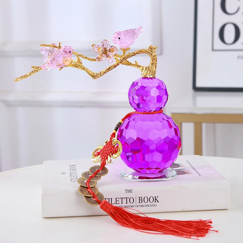 紫水晶葫芦摆件客厅玄关招财位轻奢高档装饰好物乔迁礼品居家