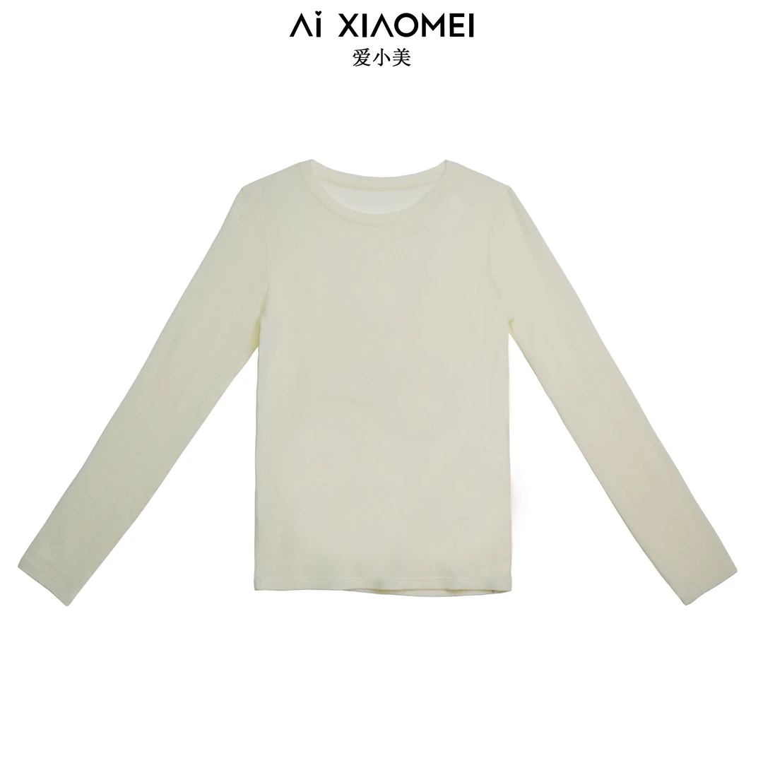 Aixiaomei/爱小美【高铁长袖】100羊毛百搭圆领休闲上衣YM08-2083
