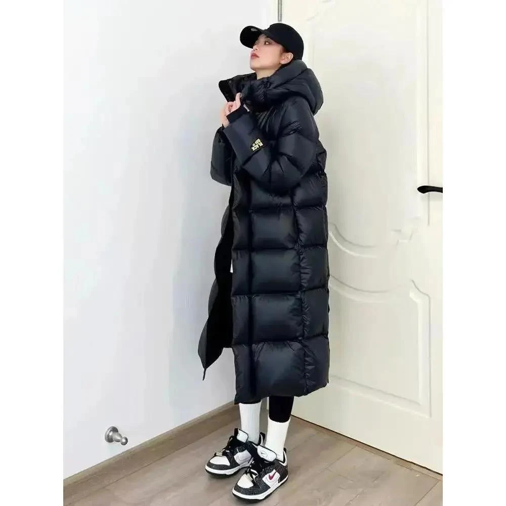 艾莱依黑金长款羽绒羽绒服羽绒服女2023年冬季新款情侣宽松加厚过