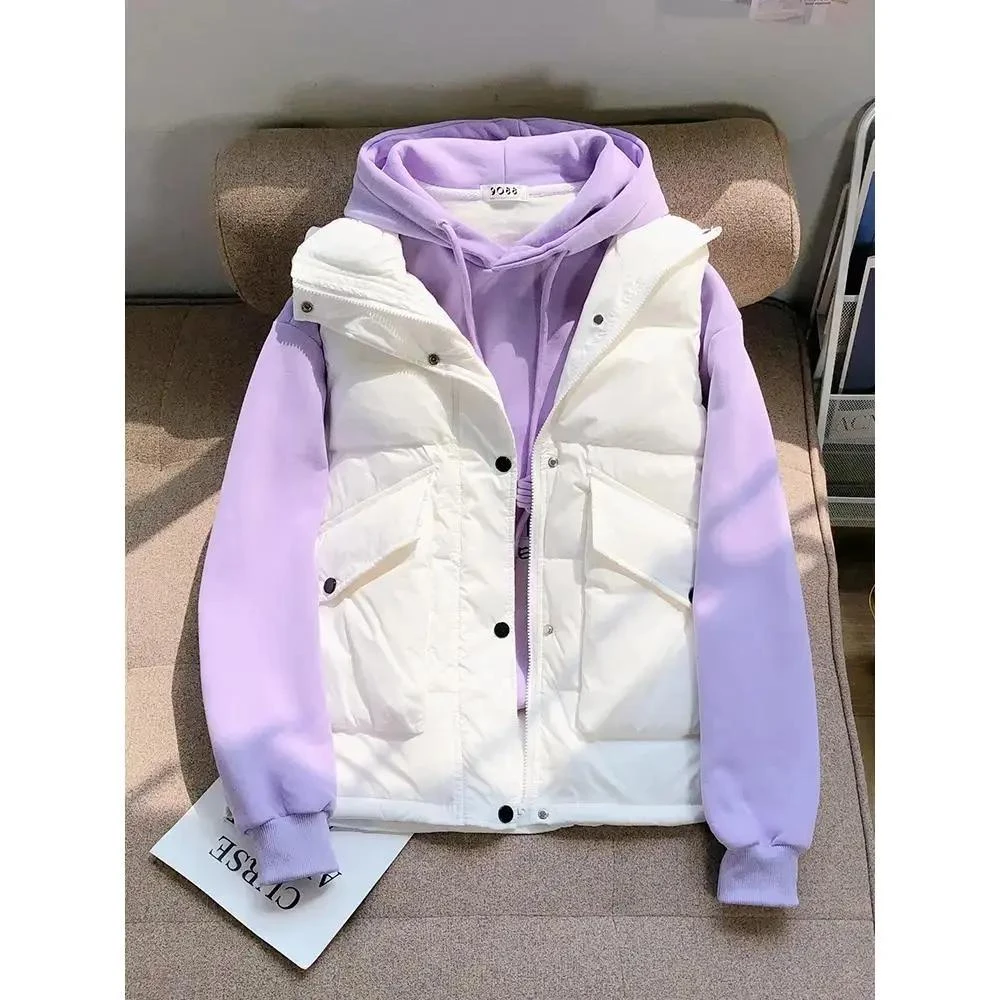 艾莱依轻薄白鸭羽绒服马甲女白色2023秋冬新款韩版宽松坎肩马夹背