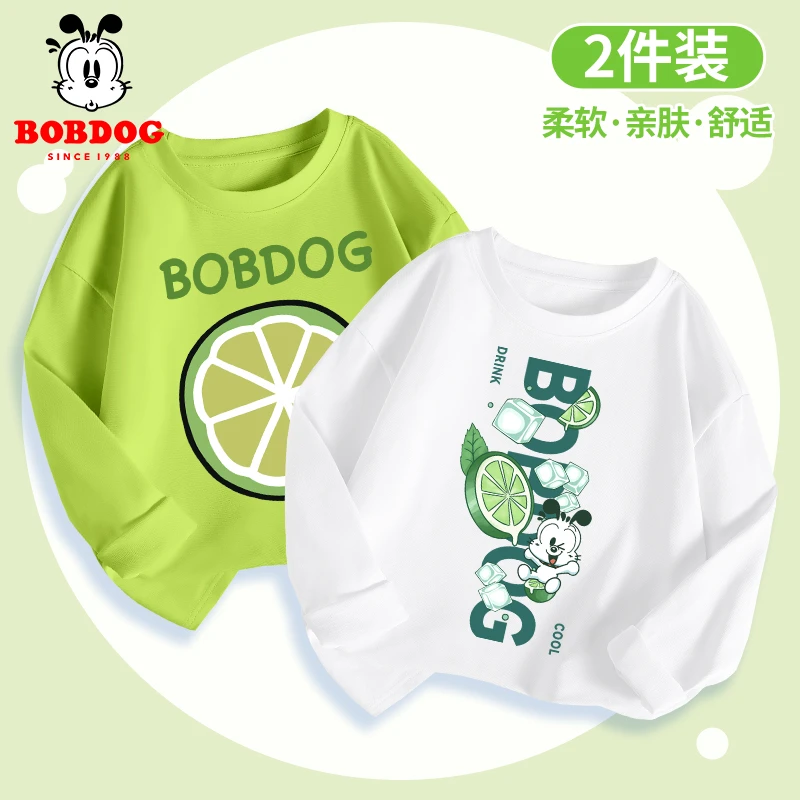 巴布豆男童长袖t恤春秋款纯棉上衣2025新款中大童打底衫儿童春装
