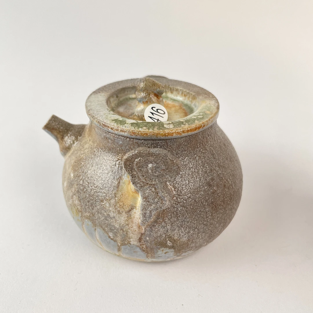 416号仿手工中白泥柴烧茶壶家用复古手抓壶180-200ML微瑕