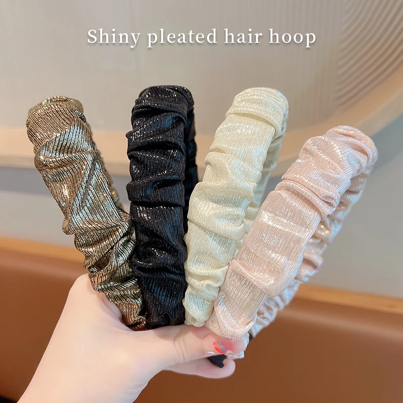 儿童纯色褶皱发箍女童防滑压发头箍小女孩碎发整理不伤发发卡头饰