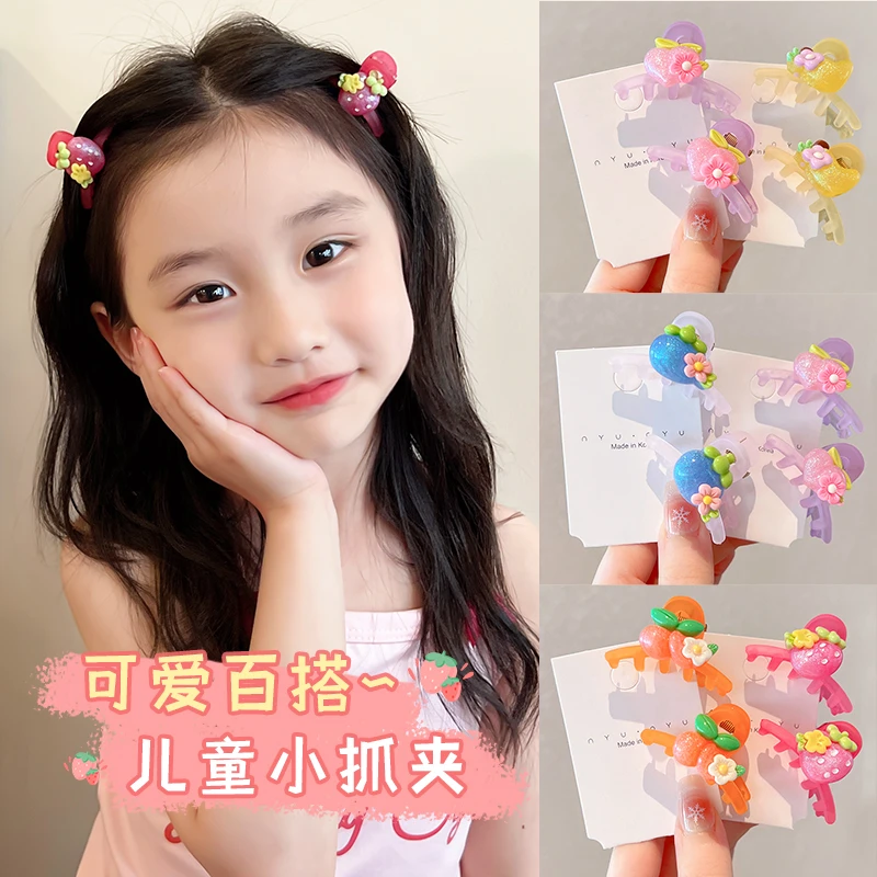 儿童抓夹荧光色发卡女宝果冻色发抓不伤发额头碎发夹水果小鲨鱼夹