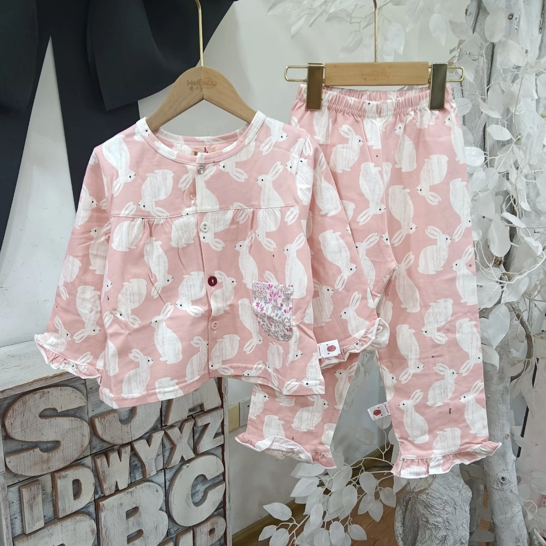 I386粉色满印兔子棉家居睡衣/显丹木