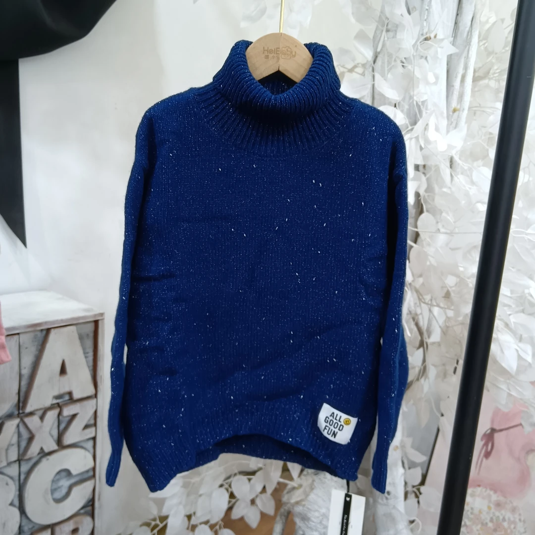 W46蓝色针织毛衣童装/IWI