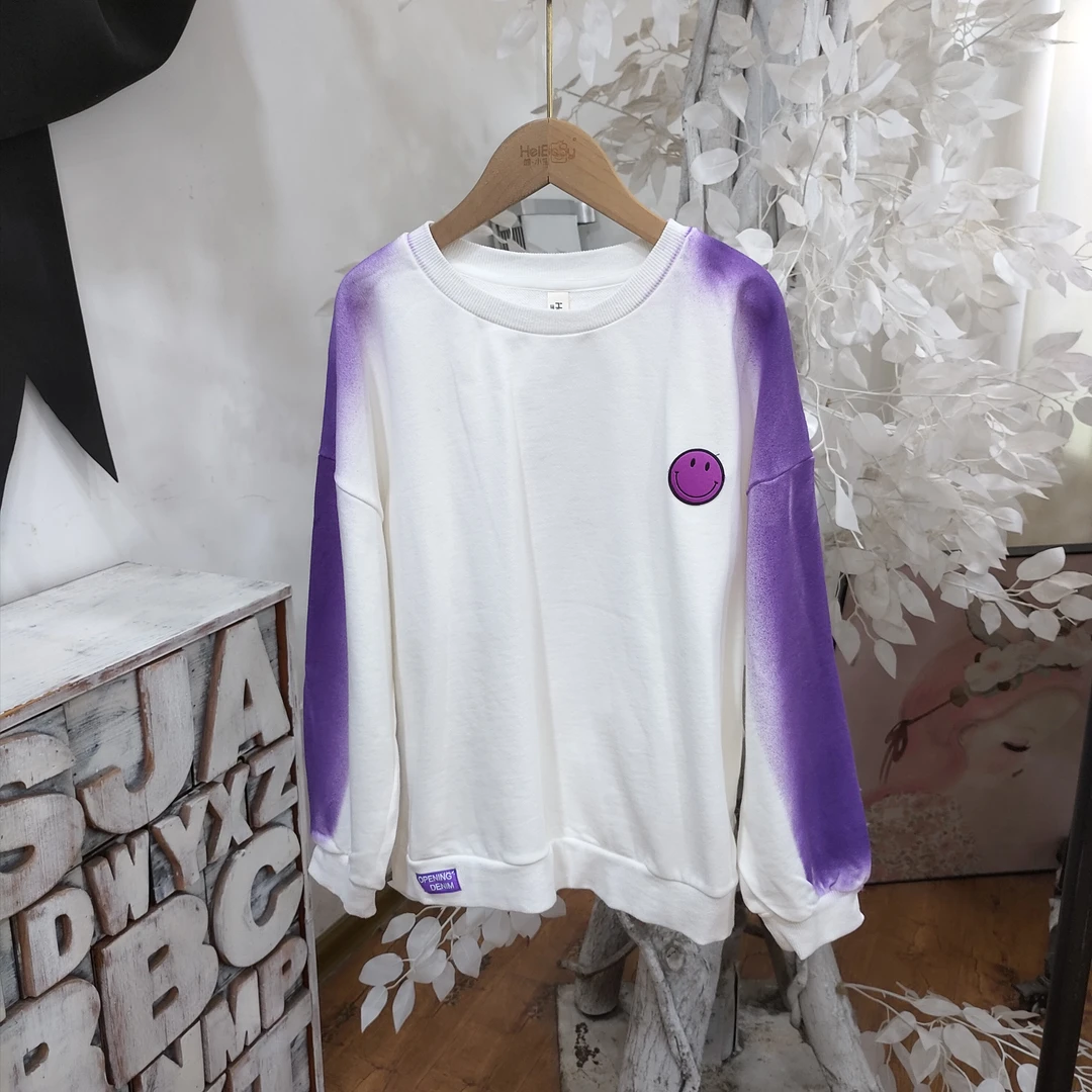 N412白紫色卫衣童装