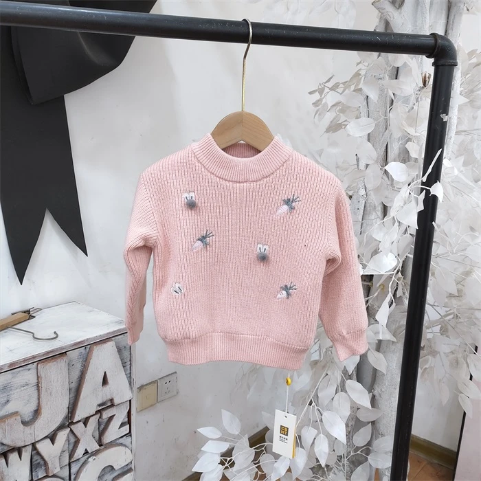 N294粉色加厚毛衣童装