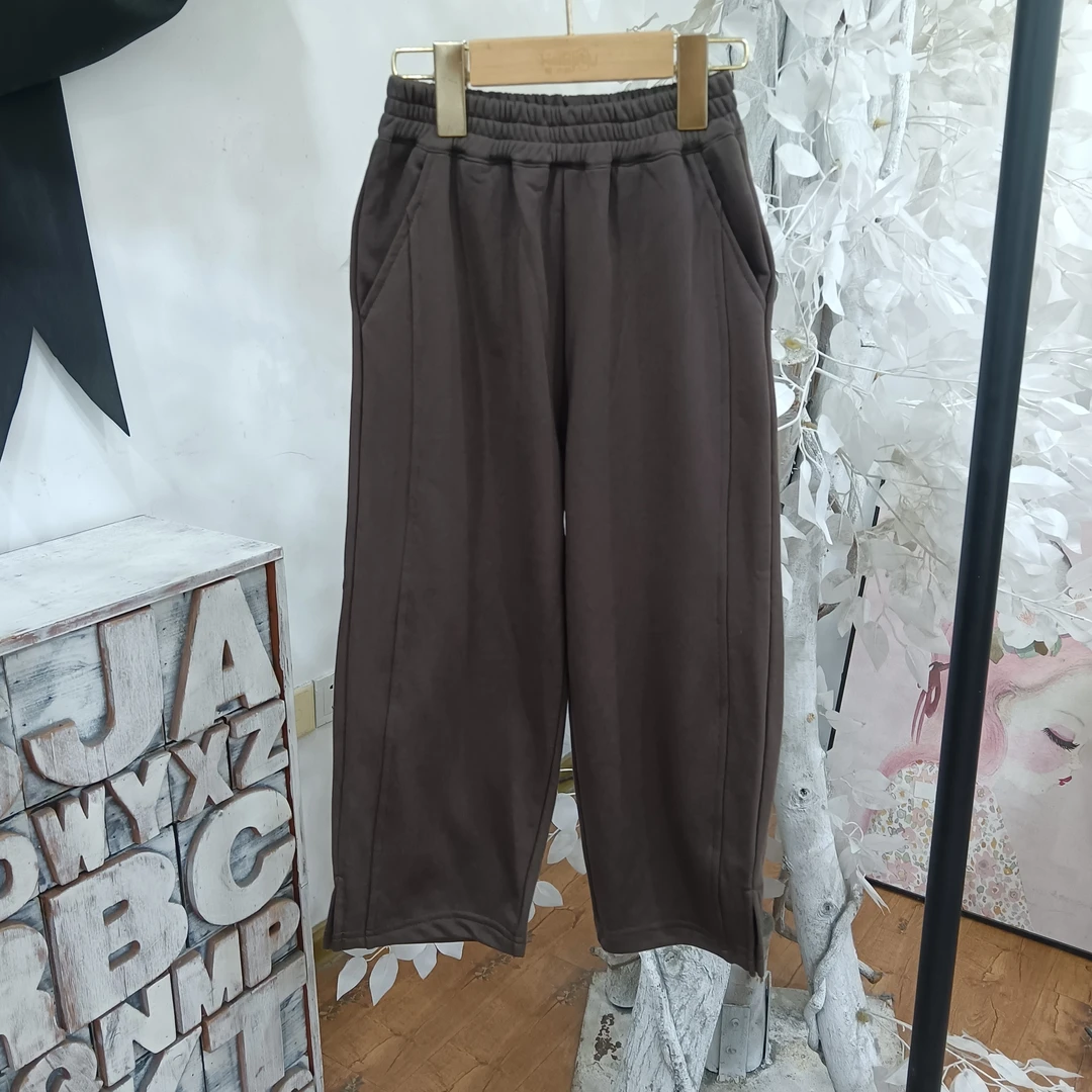V509咖色休闲裤子童装