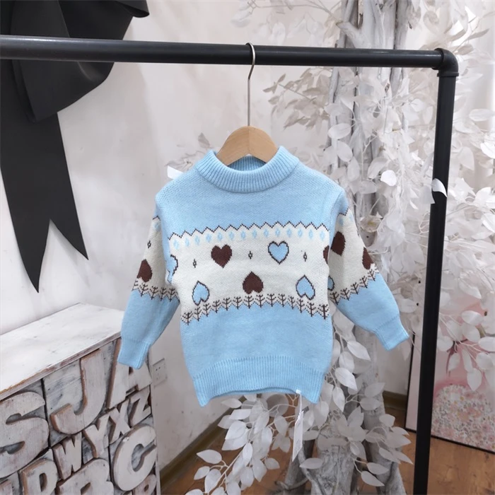 S196蓝色加厚针织上衣童装