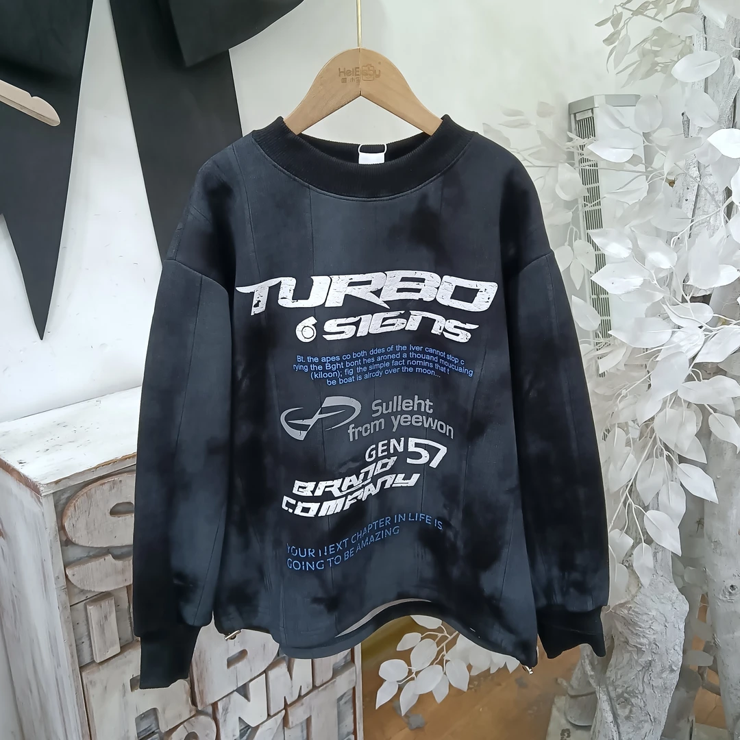 P684黑灰色加厚青少年卫衣