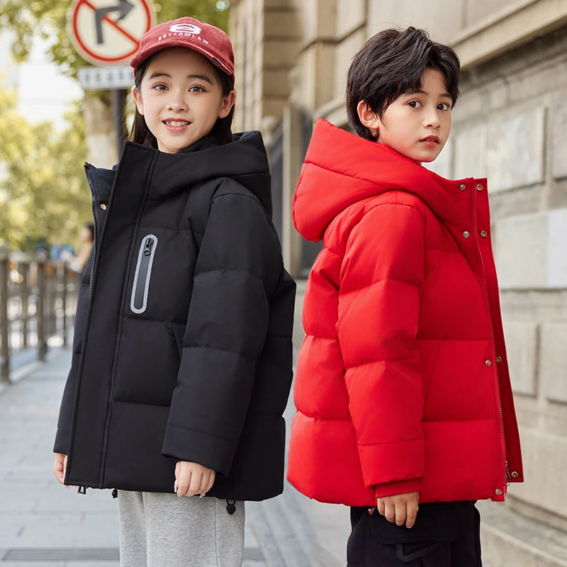儿童羽绒服2025新款洋气中大童短款加厚男童女童白鸭绒冬装外套
