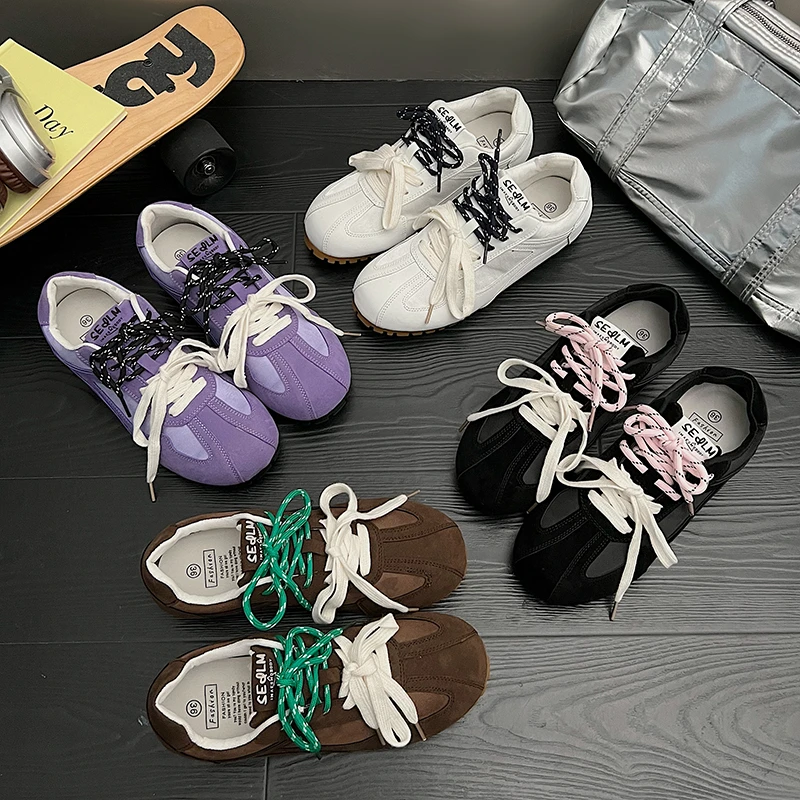 复古平底德训鞋女2024新款运动休闲百搭阿甘鞋