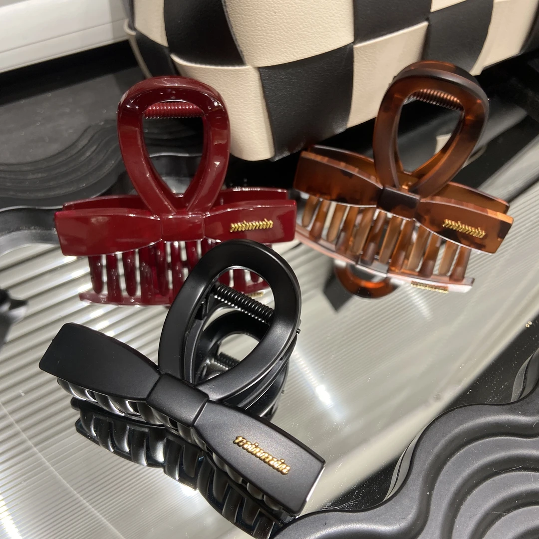 E3804安可拉红8cm小领结款抓夹时尚百搭简约气质发夹发卡头饰发饰