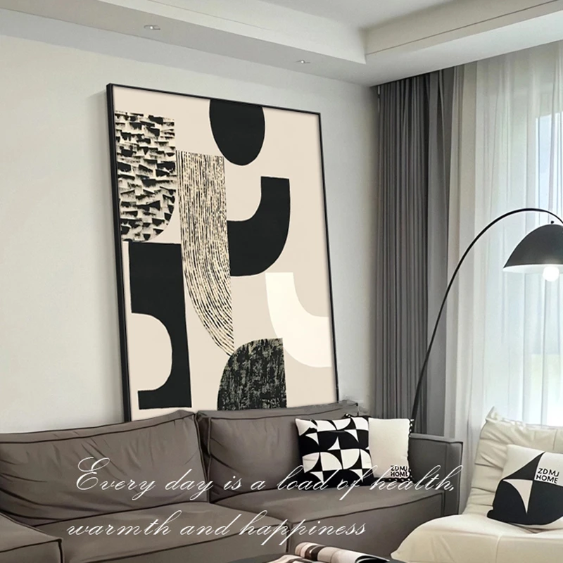 大地色现代简约轻奢抽象客厅沙发背景墙璧落地装饰画玄关卧室挂画