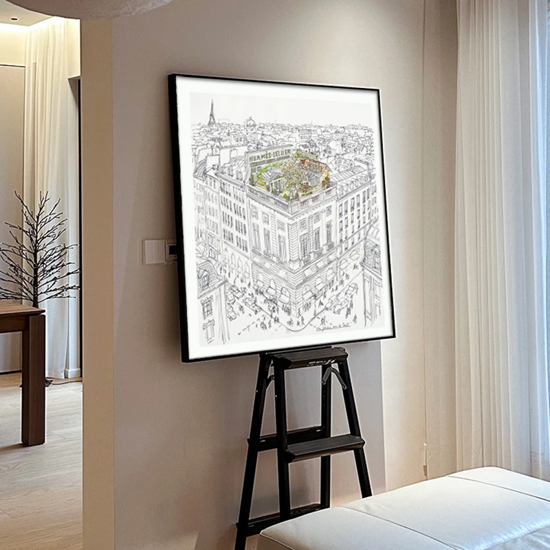 屋顶花园丝巾系列餐厅装饰画正方形客厅卧室桌面摆画轻奢抽象挂画