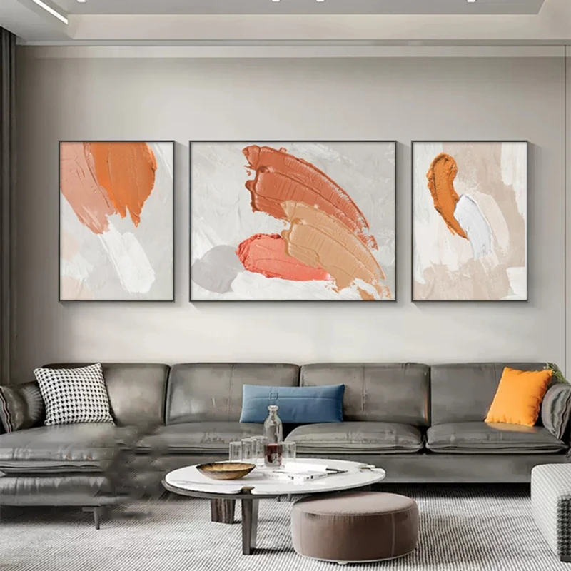 奶油莫兰迪三联画装饰画客厅沙发背景墙挂画卧室现代简约轻奢抽象