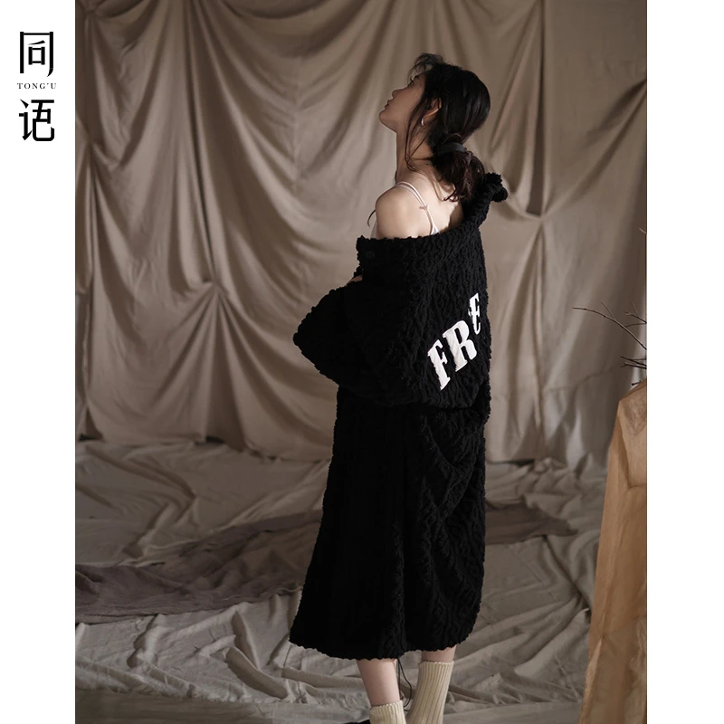 同语2022年新款睡袍女秋冬珊瑚绒加厚长款睡衣女法兰绒加绒家居服