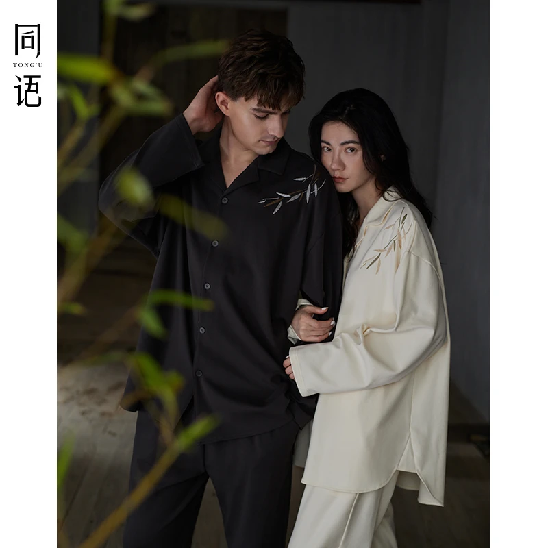 同语情侣睡衣春秋季莫代尔棉长袖套装可外穿新款男女士家居服秋冬