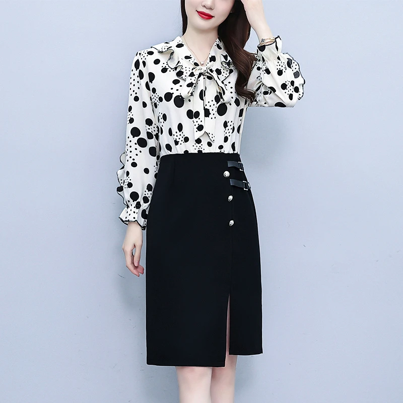 2882女装连衣裙女新款洋气高端女神范轻熟简约时尚中长款裙子