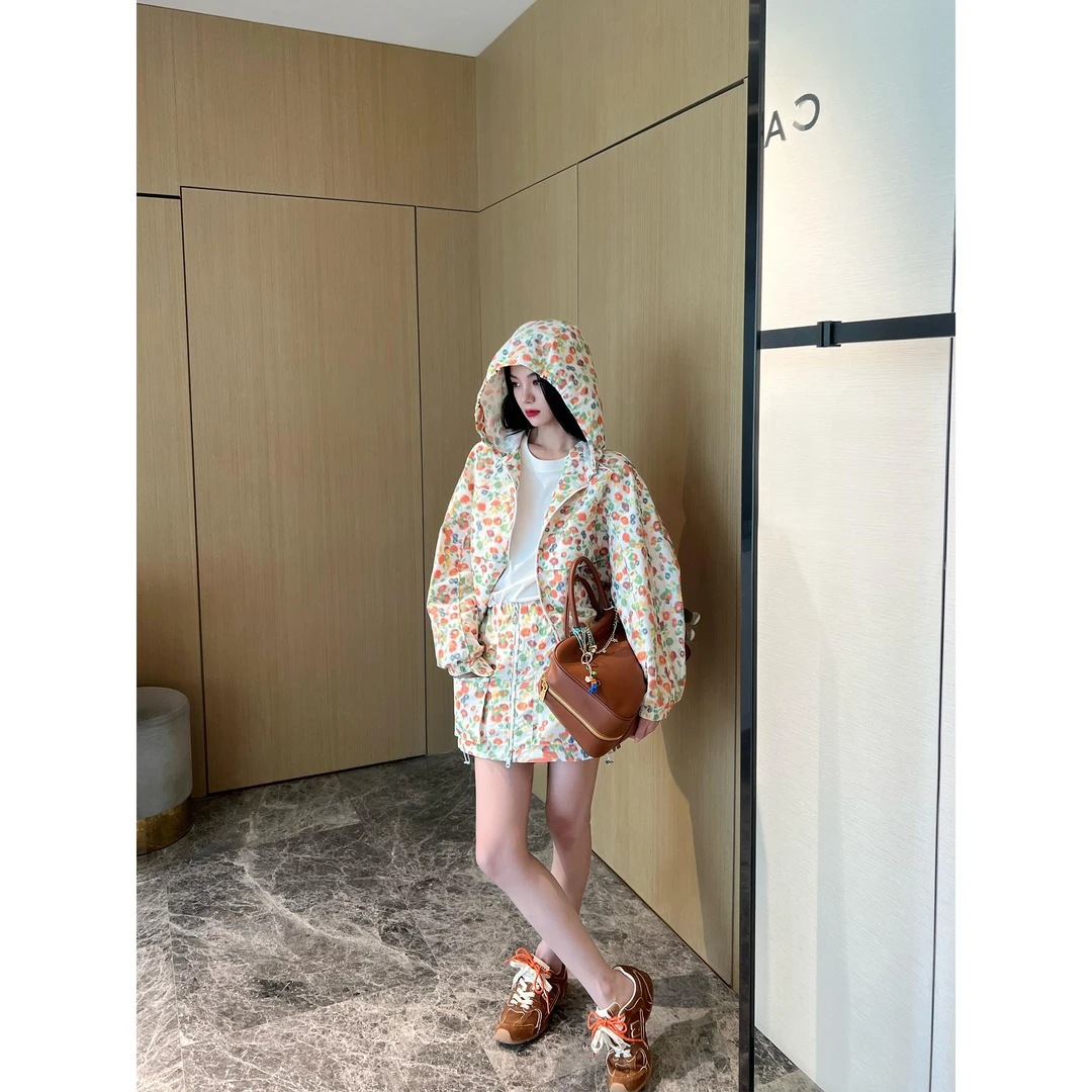 NancyCavally专柜款意大利进口经轴印花 错落繁花线条感休闲套装