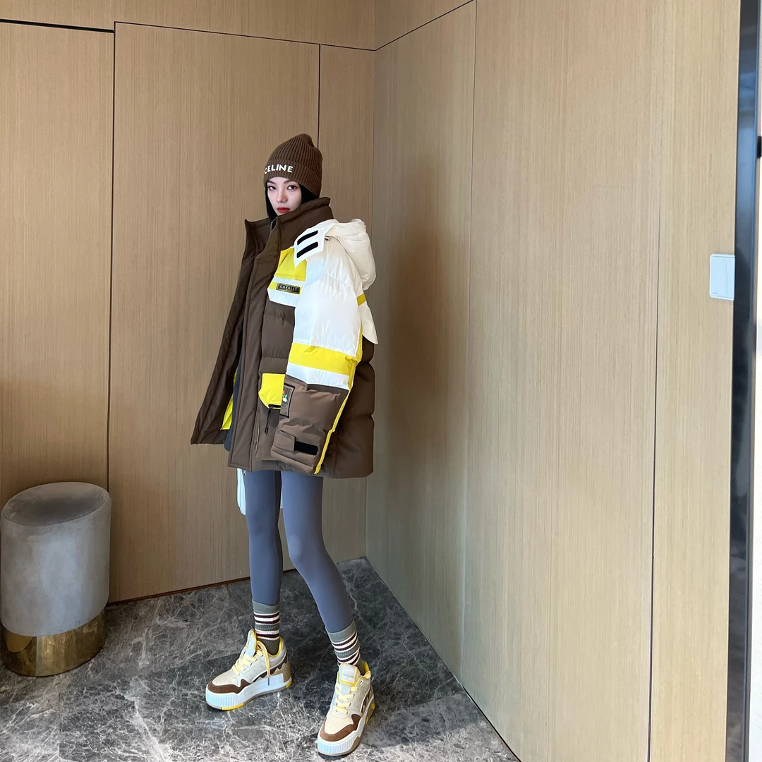 NancyCavally  重工系列爆款新色重工拼色95白鹅绒派克保暖羽绒服