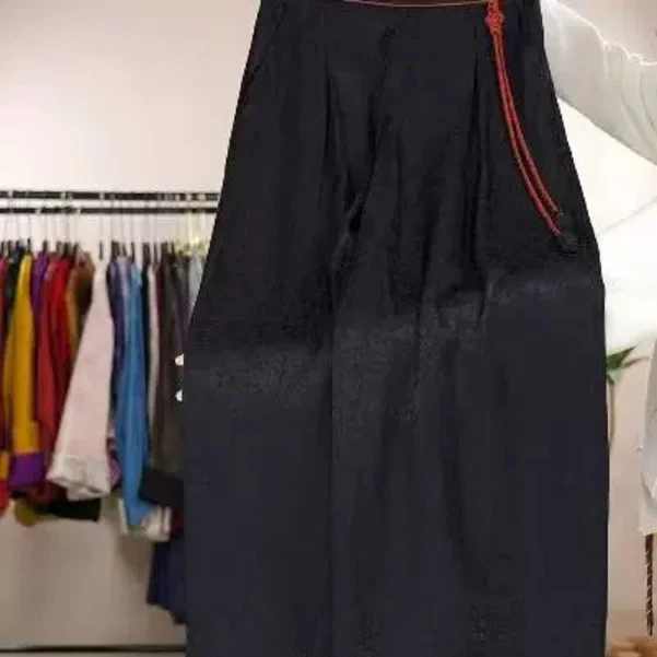 1031 休闲百搭纯色流苏阔腿裤气质