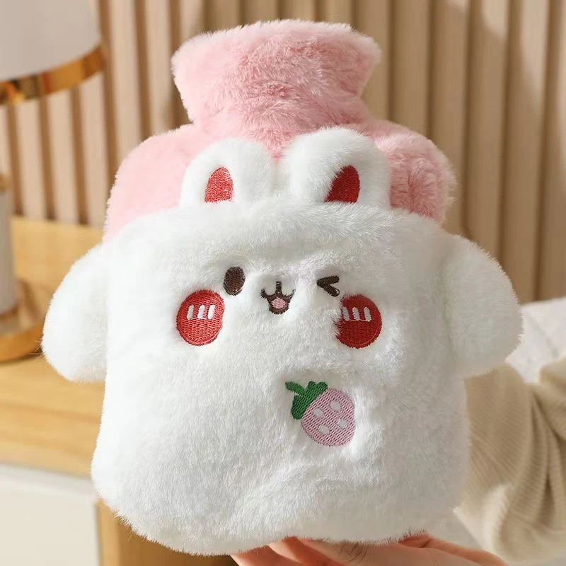 热水袋注水暖水袋女生暖手宝热敷肚子暖脚可爱长毛绒布套安全防爆