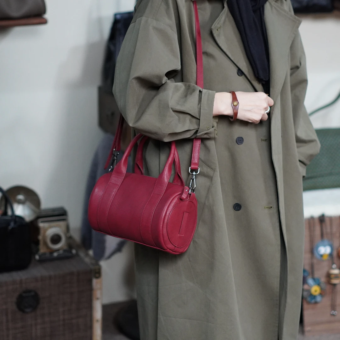 [冰语]2025春夏新款真皮女包经典百搭复古单肩斜挎巴比龙-241003