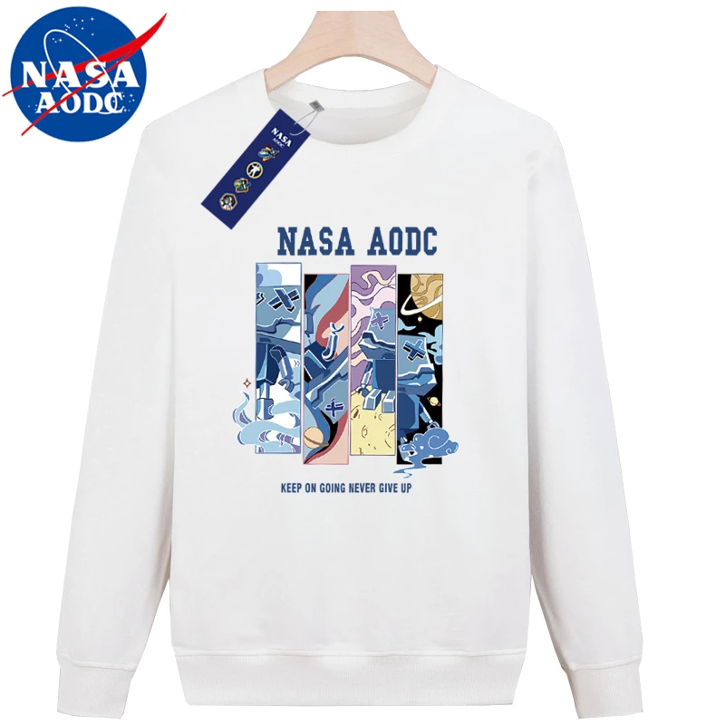 NASAAODC男士休闲百搭运动秋冬潮流简约宽松情侣长袖圆领卫衣国潮
