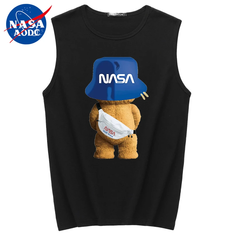 NASA AODC男士背心运动纯棉夏季宽松潮流无袖跨栏国男女潮情侣款