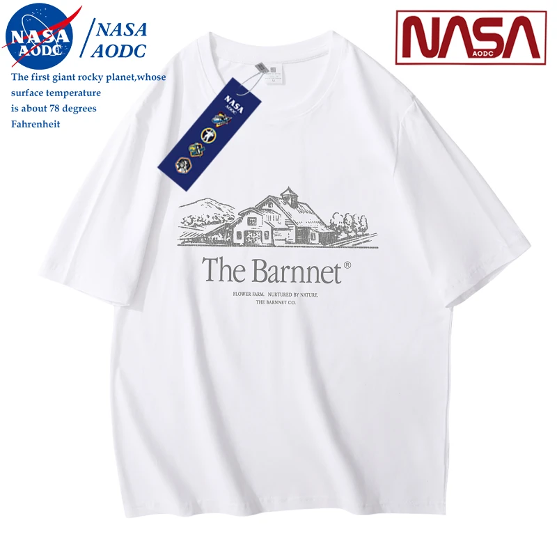 NASA高考毕业季t恤上衣情侣半袖宽松印花圆领男士休闲百搭透气ins