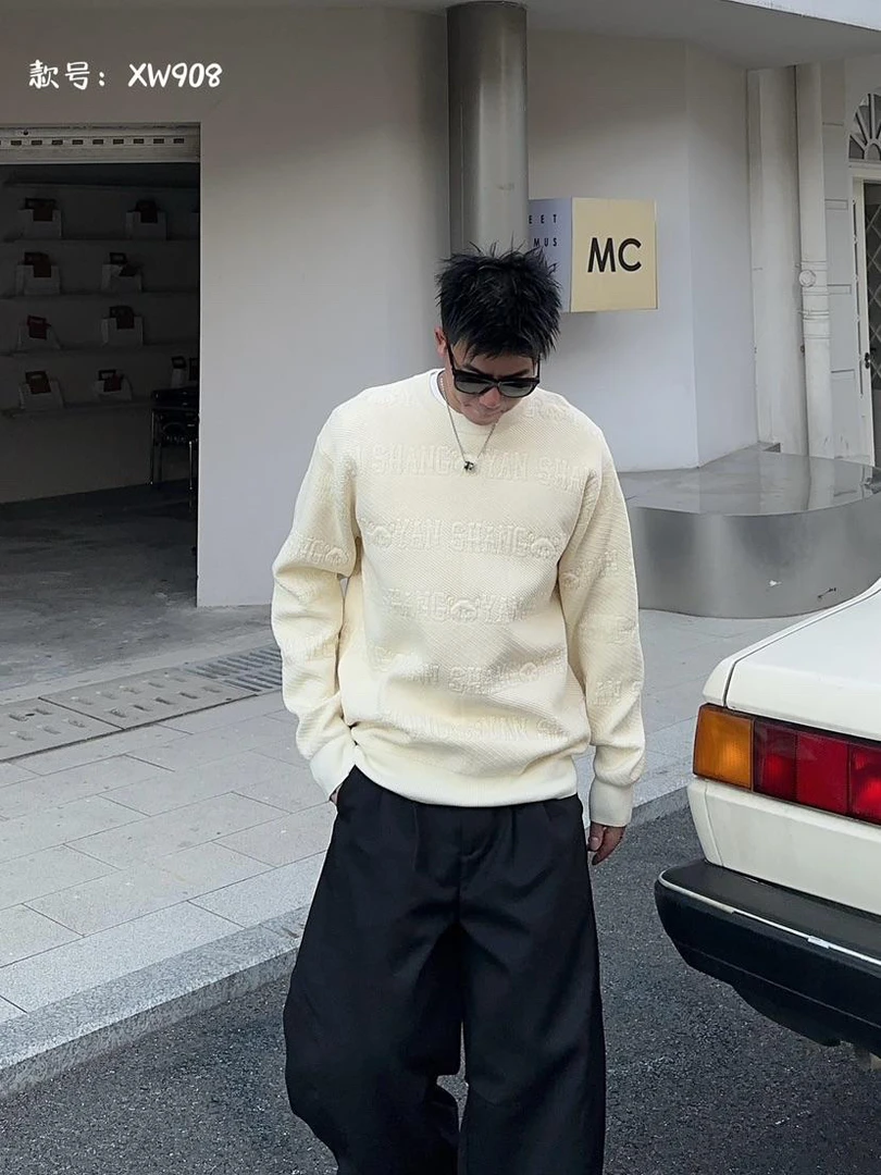 「SHUN'」川页男装冬季男潮牌宽松休闲百搭毛衣908