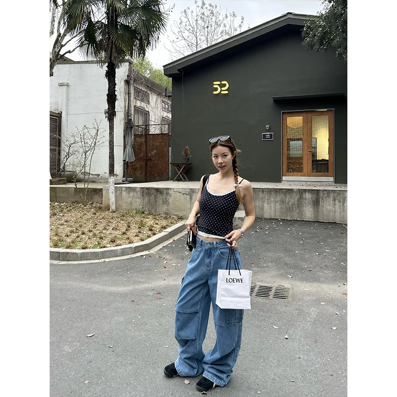 D YANGJUN 【年中福利】上衣背心可内外穿搭波点显瘦辣妹背心吊带