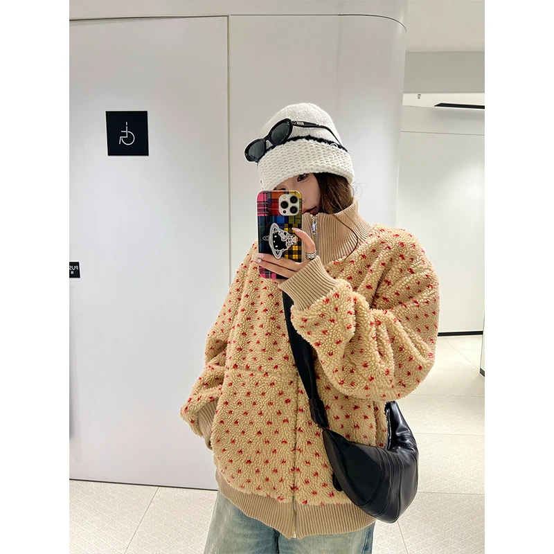 秋冬氛围感保暖加厚仿羊羔毛外套