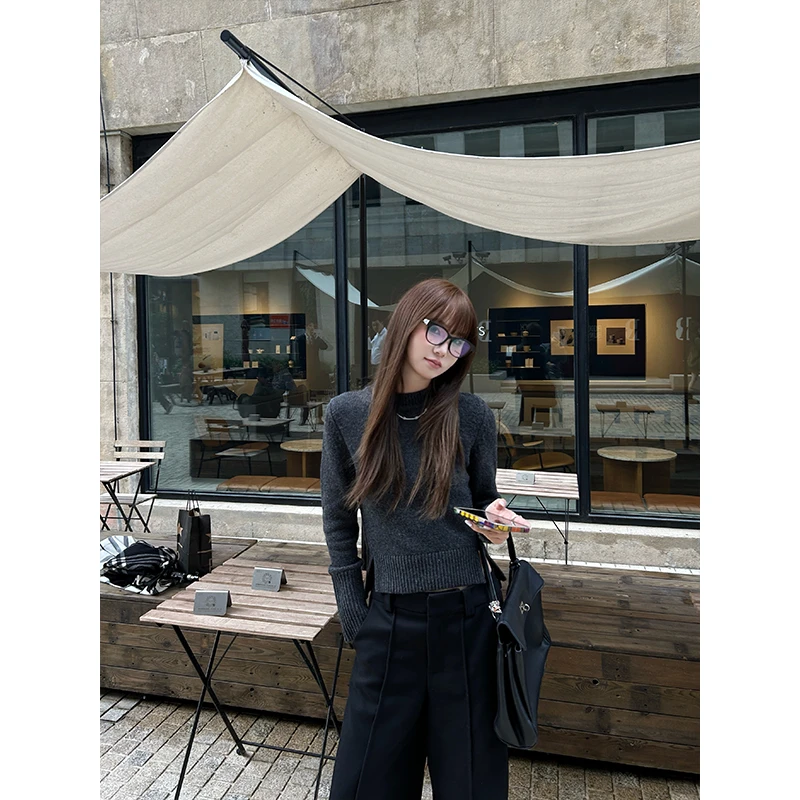 D YANGJUN 【年中福利】正肩套头毛衣女修身显瘦毛针织衫螺纹袖口