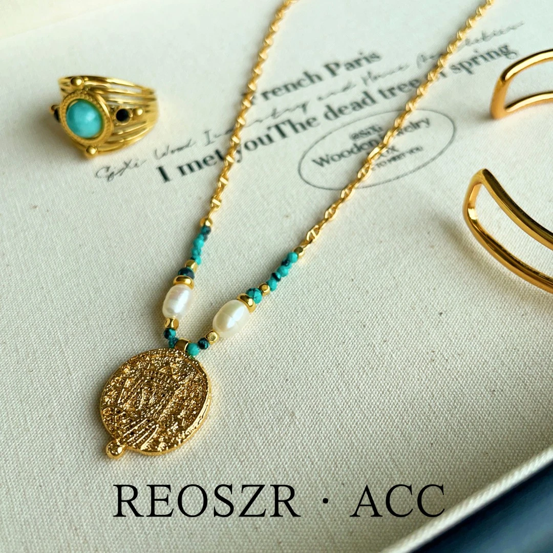 Reoszr/洛恣 铜合金项链 【苏里南】法式手工人头像天然金色项链