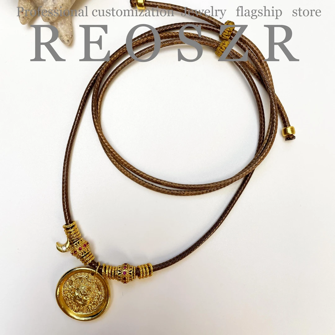 Reoszr/洛恣 铜合金项链 【黄财】原创设计财神吊坠古法盘缠项链