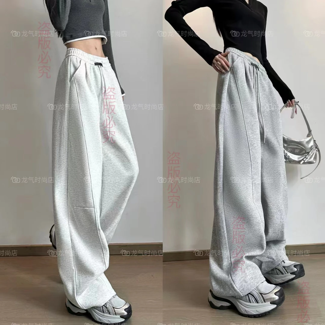 2025黑标弯刀裤女秋冬垂感高腰显瘦宽松镰刀运动裤百搭休闲棉裤