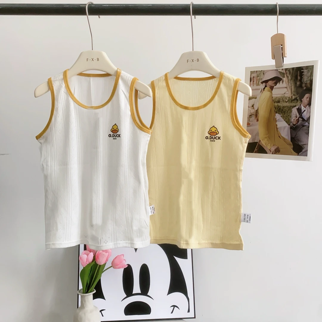 橙3101男女童夏季透气棉质提花背心