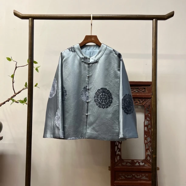 【禅逸】非遗漳绒缎外套桑蚕丝上衣X70027