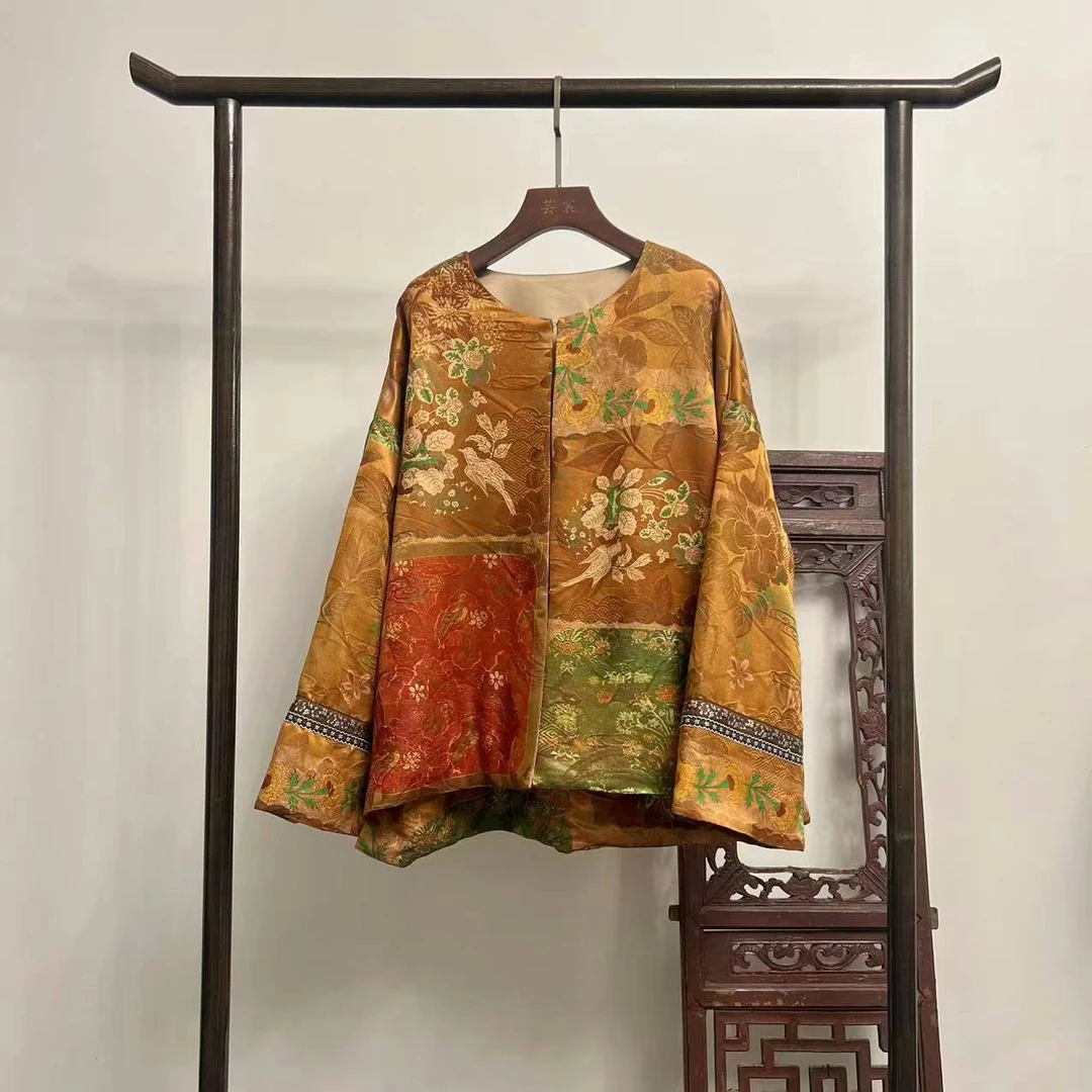 【桃漫山茶】新中式桑蚕丝薄款棉服W50121