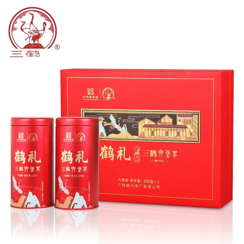 三鹤 三鹤六堡茶鹤礼广西梧州黑茶2014年陈化特级散茶礼盒400g