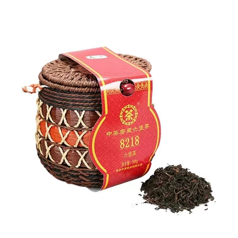 中茶中茶六堡茶8218广西梧州特产正宗黑茶二级箩装500g醇厚顺滑
