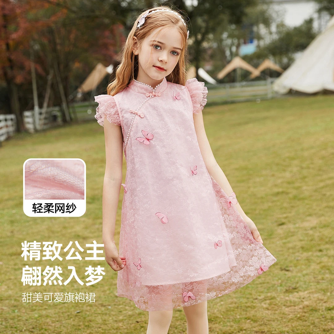 ASK女童连衣裙夏儿童薄款网纱蝴蝶结公主裙JMOP10341F SP