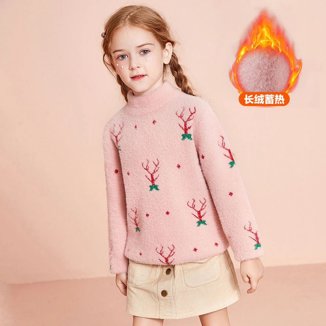 【幼童店专享】ASK JUNIOR儿童双层加绒加厚保暖一体绒半高领毛衫