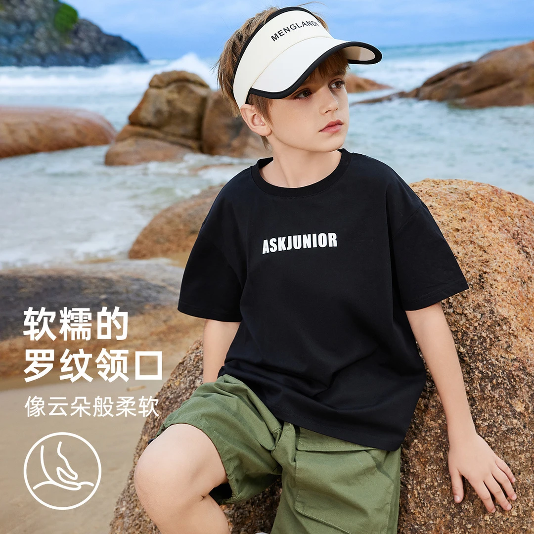 ASK印花男童25夏季时尚潮流大童t恤休闲百搭儿童T恤JSTR13710M sp